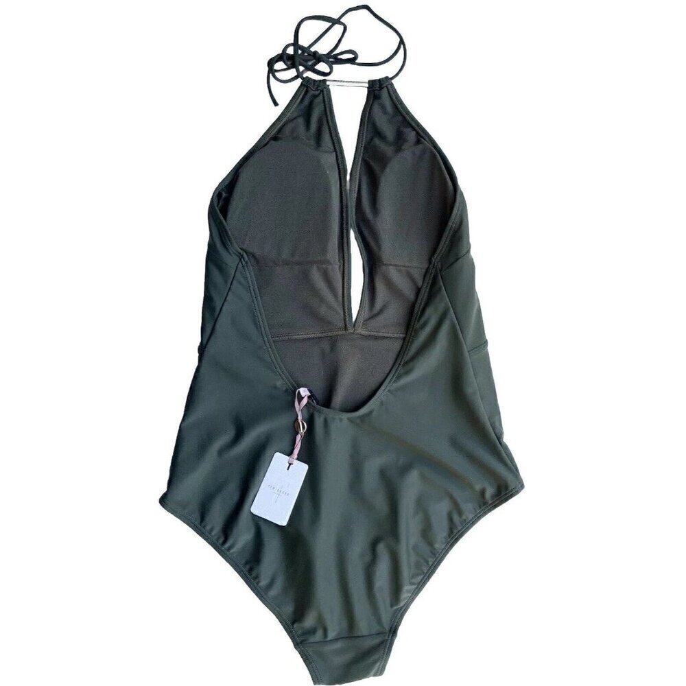 Ted Baker London Pikaa Halter one piece Swimsuit Khaki size 4 = US Size 10 - Picture 9 of 11